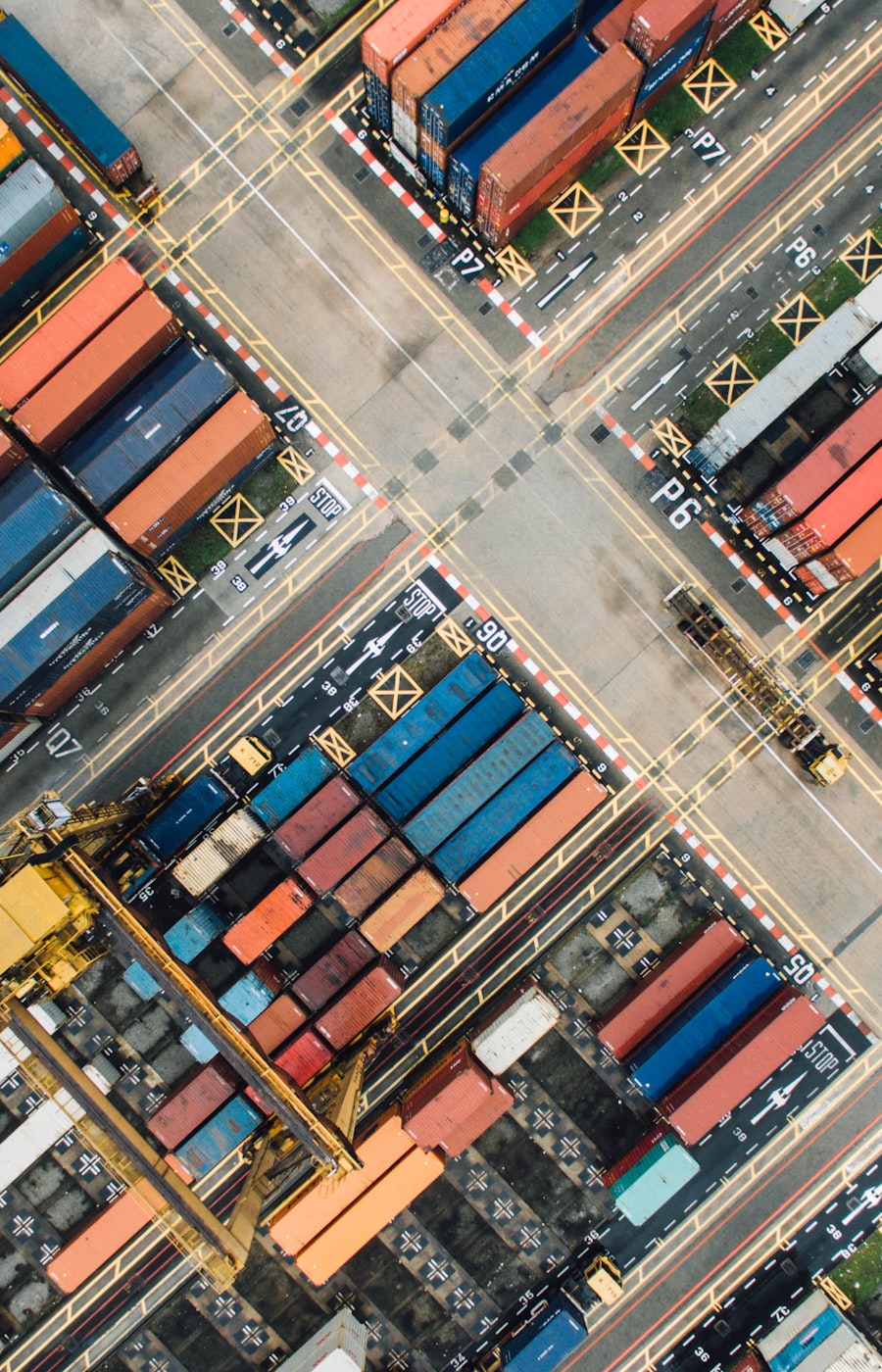 Aerial view of a container yard